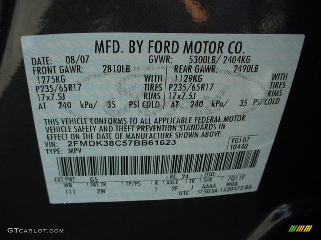 2007 Edge SEL - Carbon Metallic / Charcoal Black photo #31