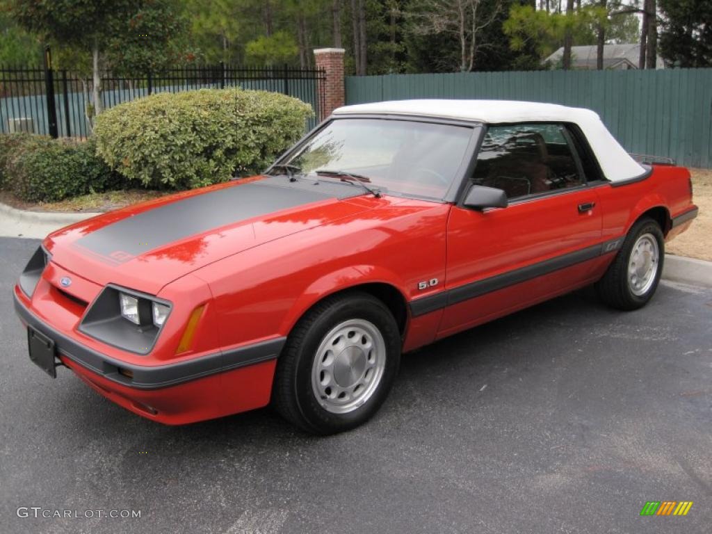 Bright Red 1986 Ford Mustang GT Convertible Exterior Photo #41872317