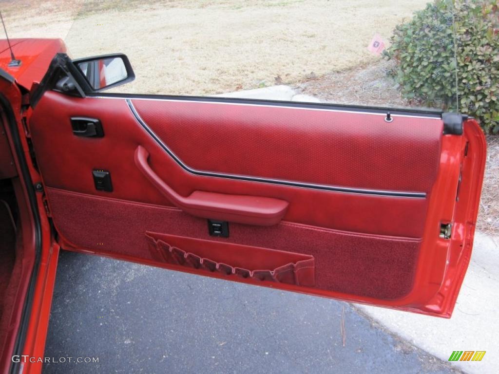 1986 Ford Mustang GT Convertible Red Door Panel Photo #41872453