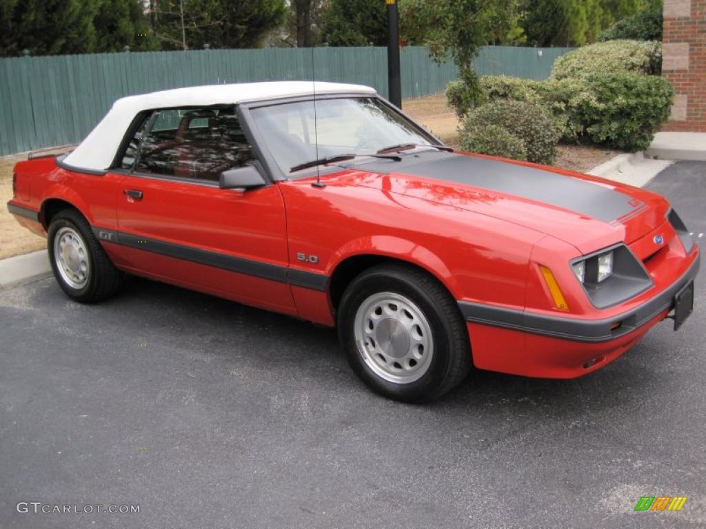 Bright Red 1986 Ford Mustang GT Convertible Exterior Photo #41872505