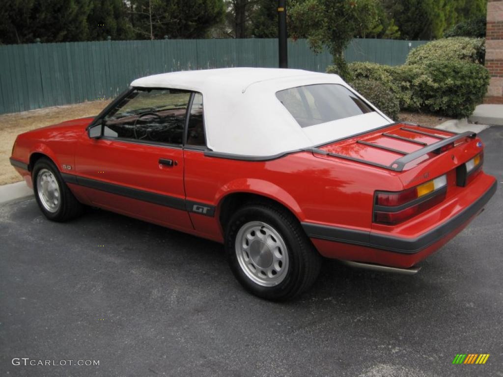 Bright Red 1986 Ford Mustang GT Convertible Exterior Photo #41873266