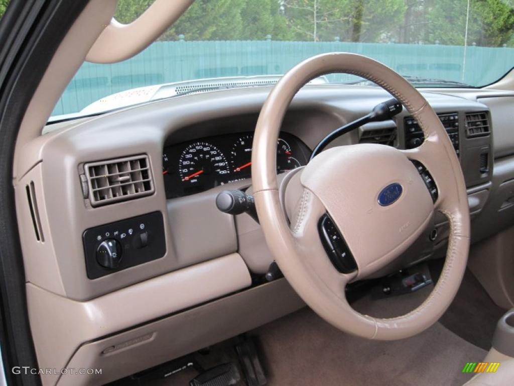 2004 Ford F350 Super Duty Lariat Crew Cab 4x4 Dually Medium Parchment Steering Wheel Photo #41873774