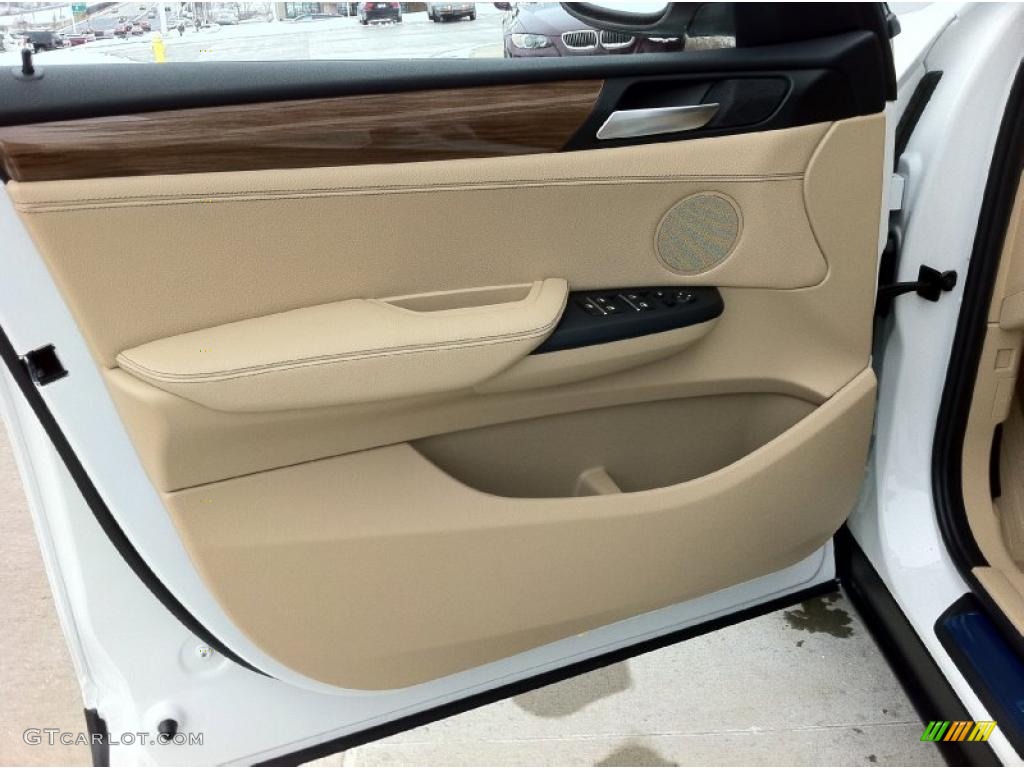 2011 BMW X3 xDrive 28i Sand Beige Nevada Leather Door Panel Photo #41874598