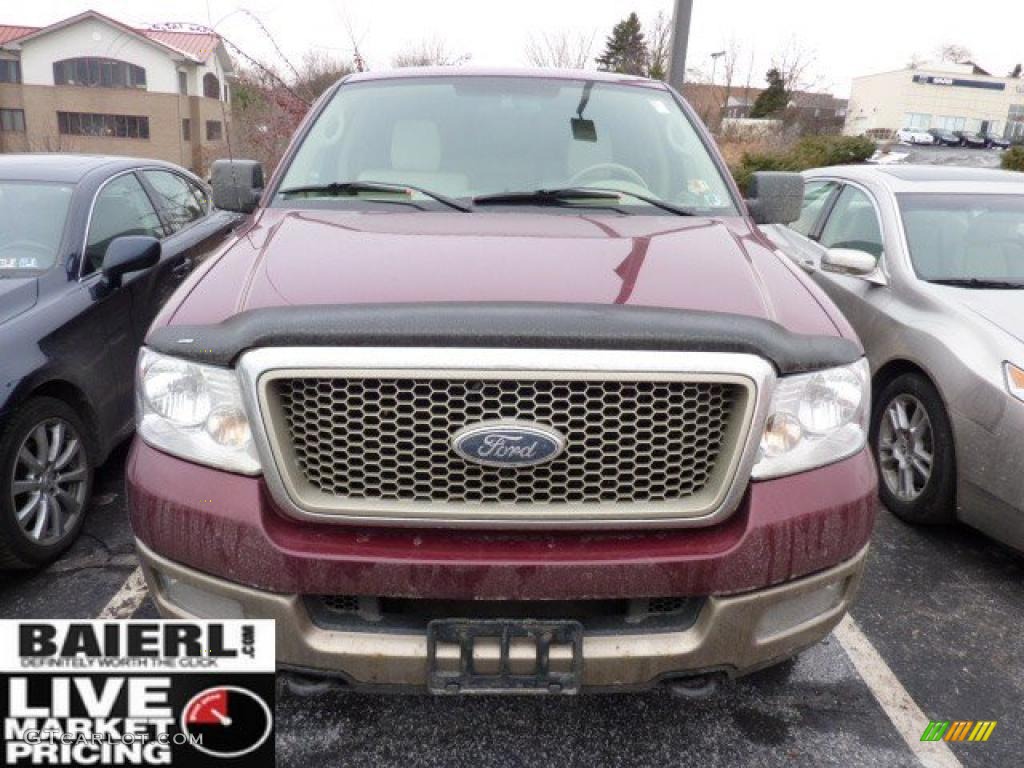 2004 F150 Lariat SuperCrew 4x4 - Dark Toreador Red Metallic / Tan photo #2