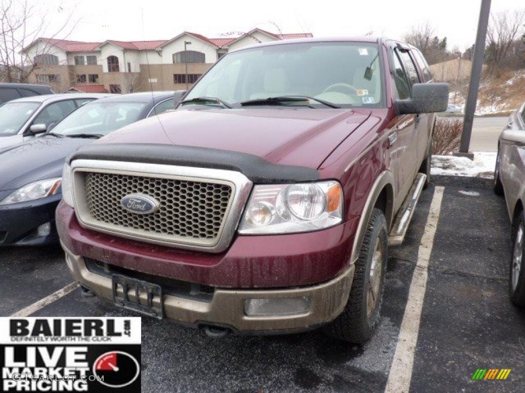 2004 F150 Lariat SuperCrew 4x4 - Dark Toreador Red Metallic / Tan photo #3