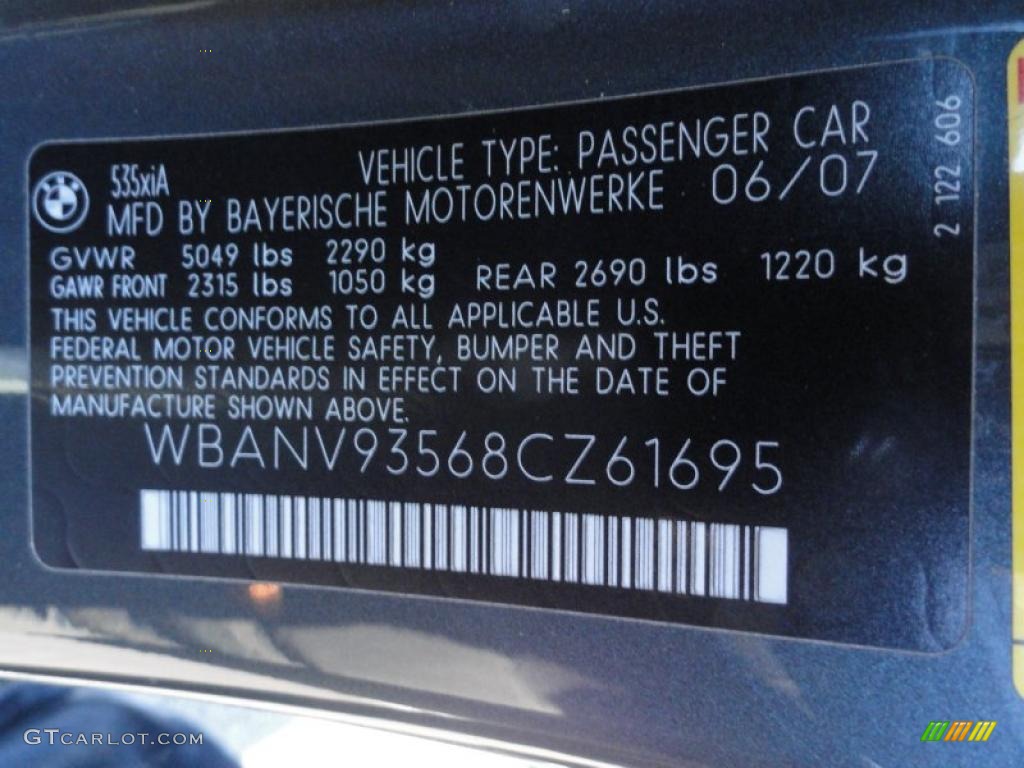 2008 BMW 5 Series 535xi Sedan Info Tag Photo #41875250