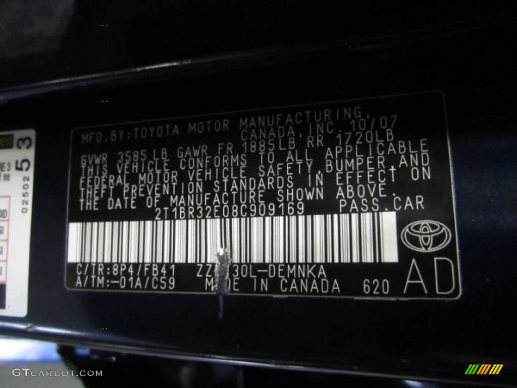 2008 Corolla LE - Indigo Ink Pearl / Beige photo #8