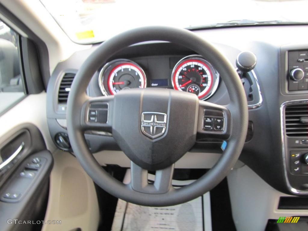 2011 Dodge Grand Caravan Express Black/Light Graystone Steering Wheel Photo #41886935