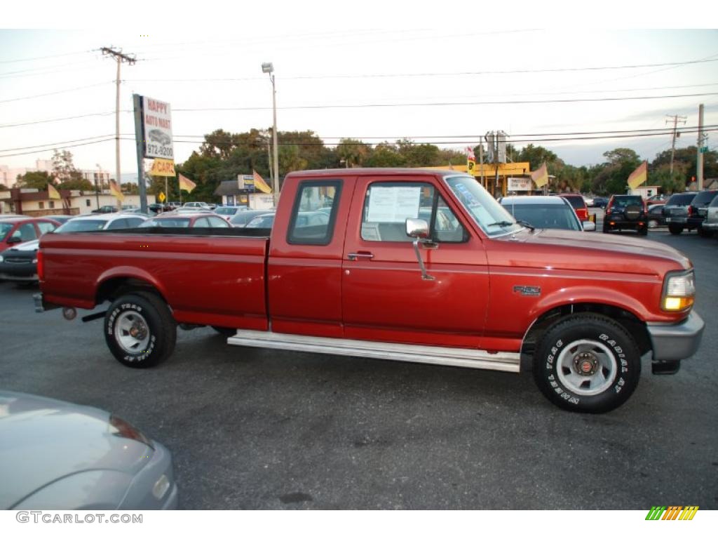 1992 F150 Extended Cab - Electric Current Red Pearl / Grey photo #3