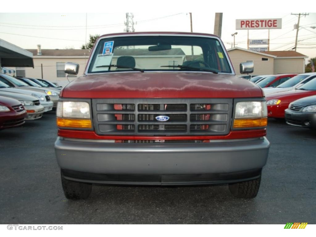 1992 F150 Extended Cab - Electric Current Red Pearl / Grey photo #4