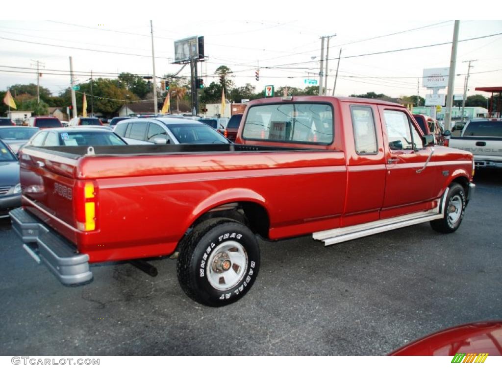 1992 F150 Extended Cab - Electric Current Red Pearl / Grey photo #5