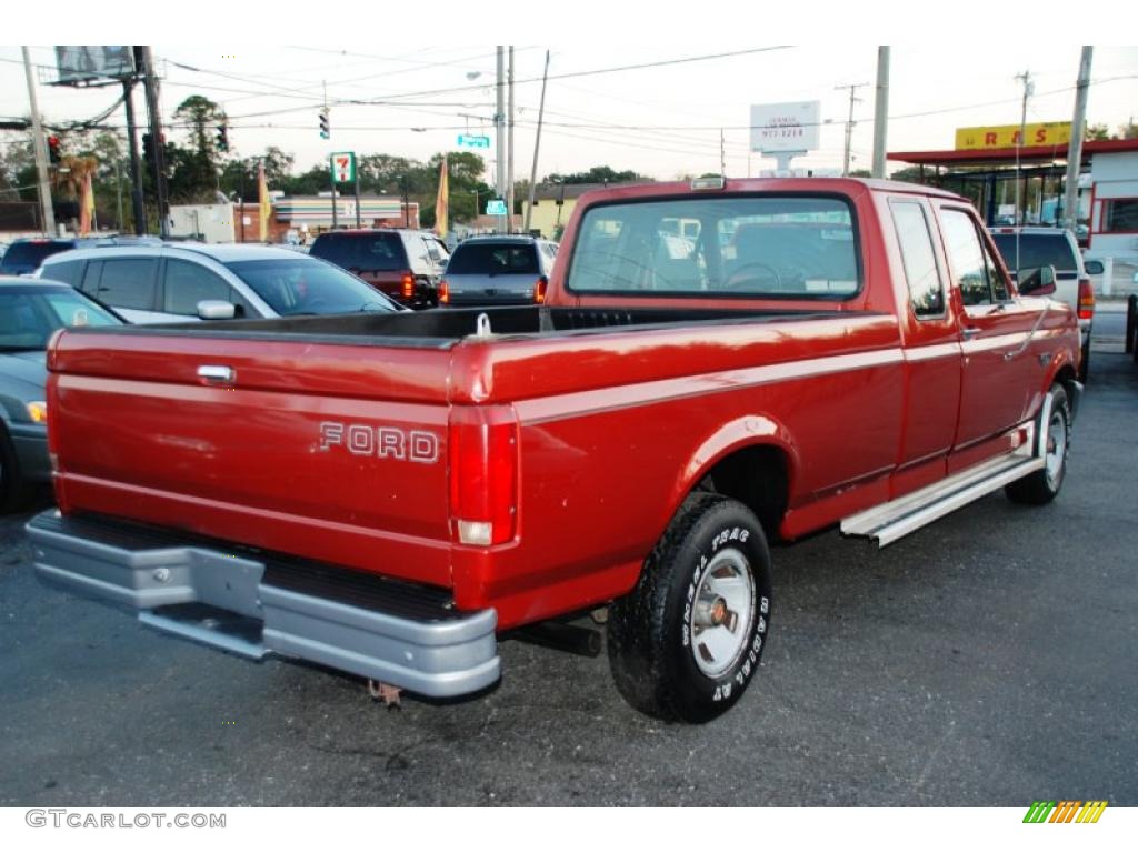 1992 F150 Extended Cab - Electric Current Red Pearl / Grey photo #7