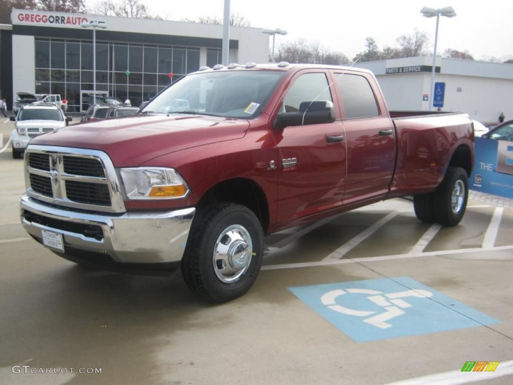 Deep Cherry Red Crystal Pearl 2011 Dodge Ram 3500 HD ST Crew Cab 4x4 Dually Exterior Photo #41896988