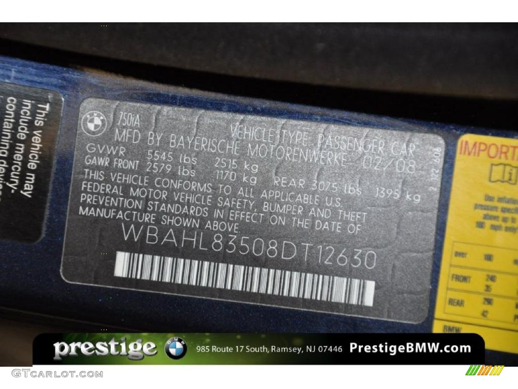 2008 7 Series 750i Sedan - Monaco Blue Metallic / Beige photo #10
