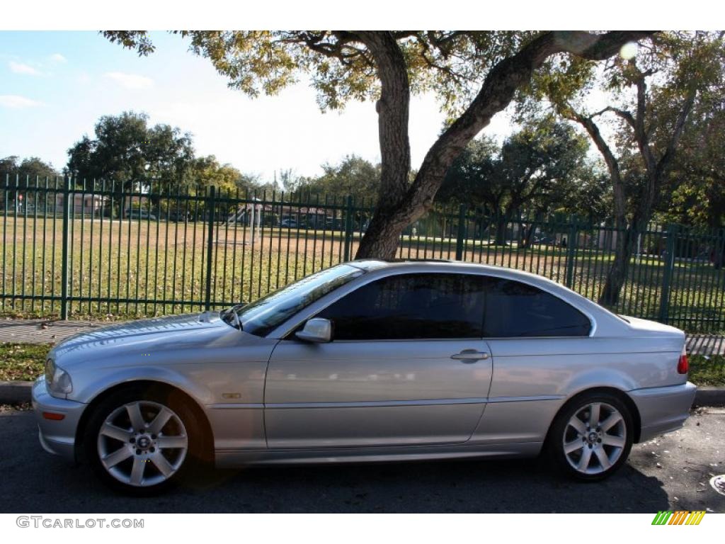 2002 3 Series 325i Coupe - Titanium Silver Metallic / Black photo #2