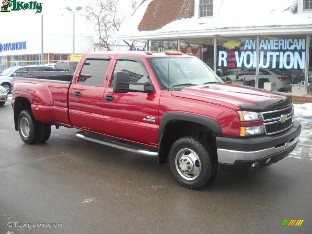 2006 Silverado 3500 LT Crew Cab 4x4 Dually - Sport Red Metallic / Medium Gray photo #1