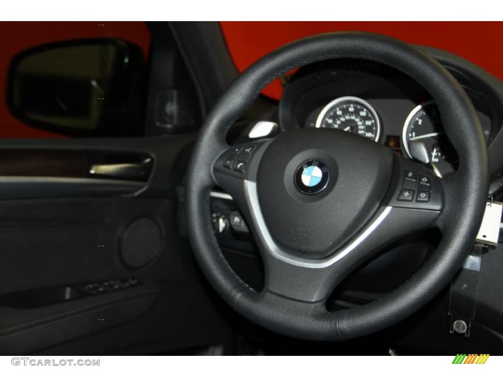 2009 BMW X6 xDrive50i Black Nevada Leather Steering Wheel Photo #41912889