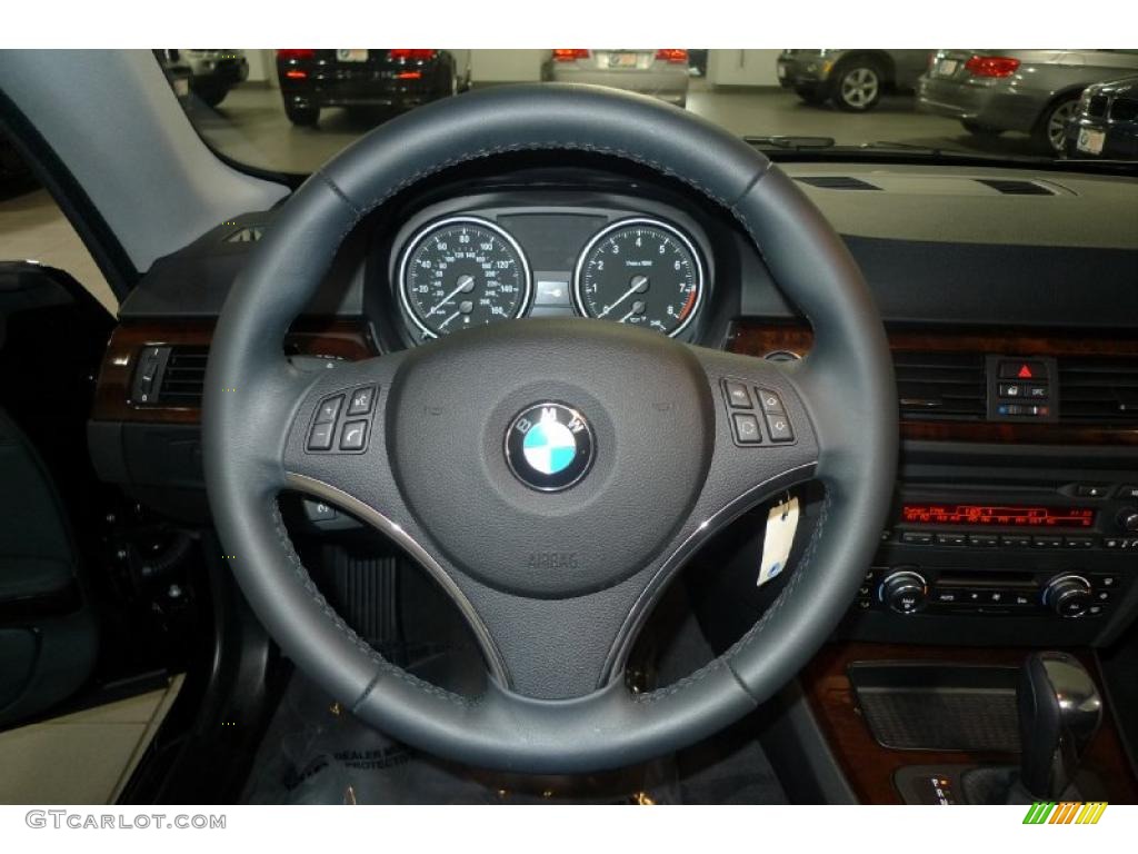 2011 BMW 3 Series 328i Coupe Black Steering Wheel Photo #41917722