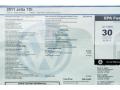 2011 Volkswagen Jetta TDI Sedan Window Sticker