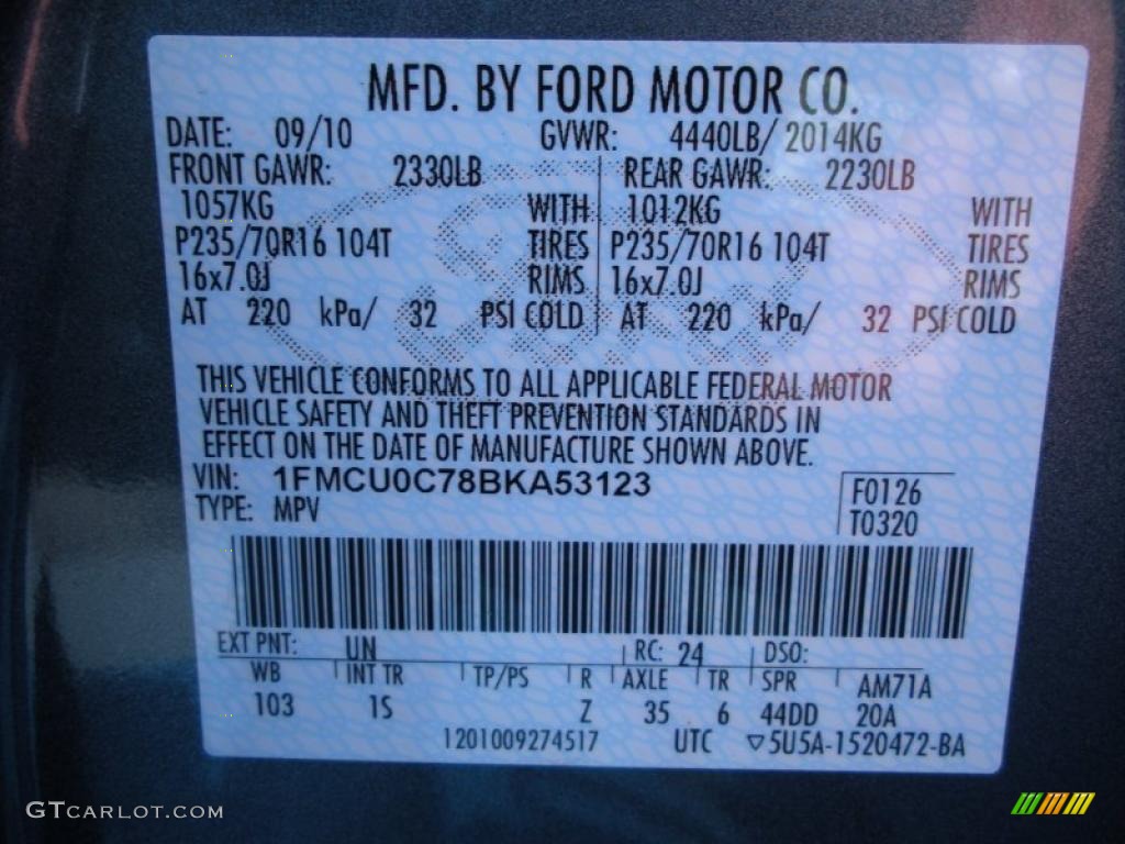 2011 Escape Color Code UN for Steel Blue Metallic Photo #41935794