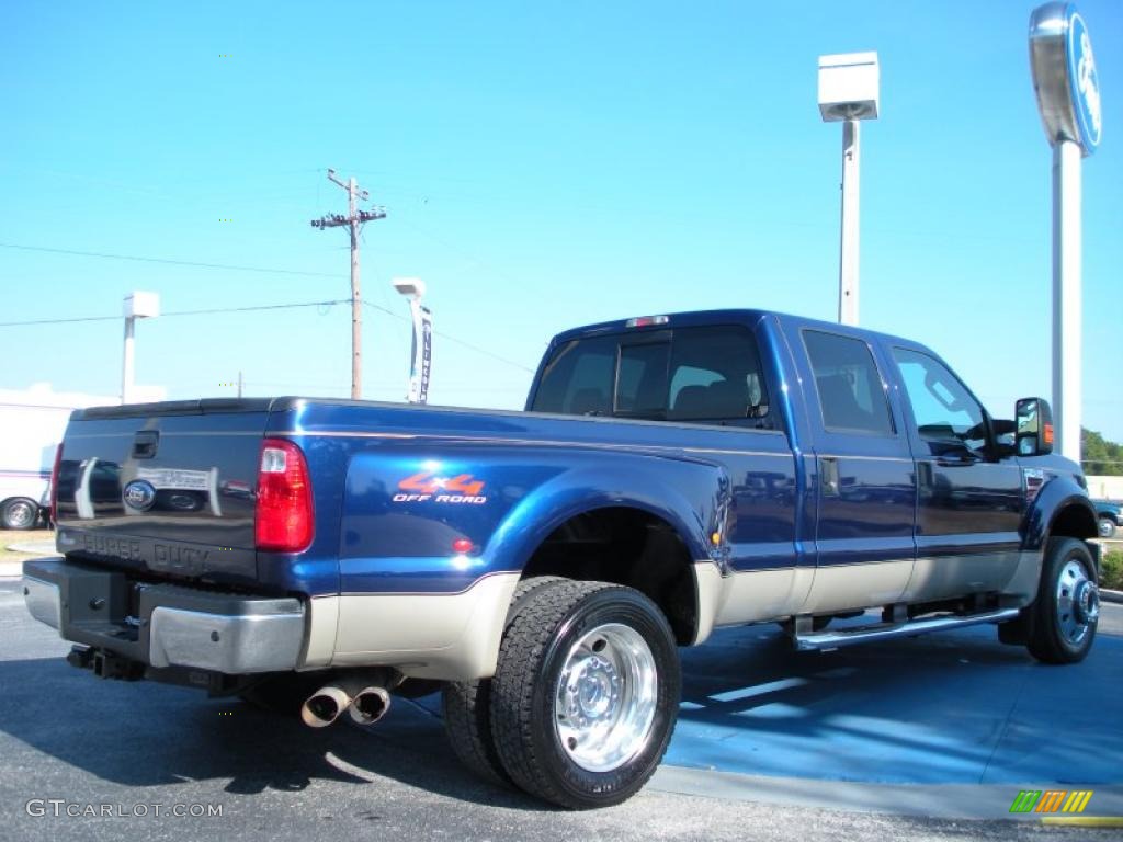 2008 F450 Super Duty Lariat Crew Cab 4x4 Dually - Dark Blue Pearl Metallic / Tan photo #5