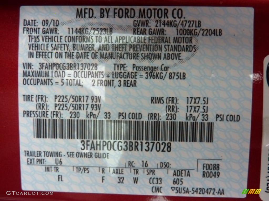 2011 Fusion SEL V6 AWD - Red Candy Metallic / Medium Light Stone photo #17