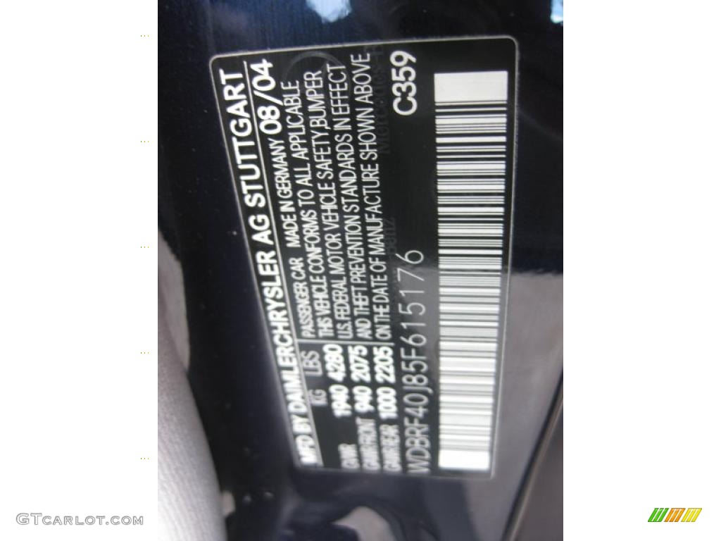 2005 C Color Code 359 for Capri Blue Metallic Photo #41949608