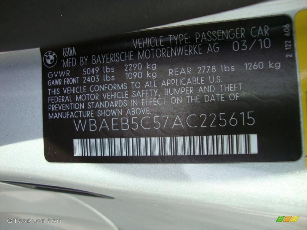 2010 BMW 6 Series 650i Convertible Info Tag Photo #41954820
