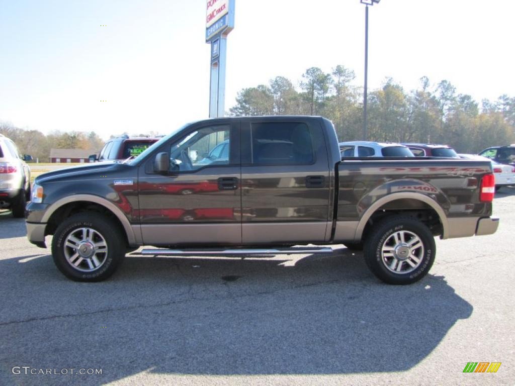 2005 F150 Lariat SuperCrew 4x4 - Dark Stone Metallic / Tan photo #4