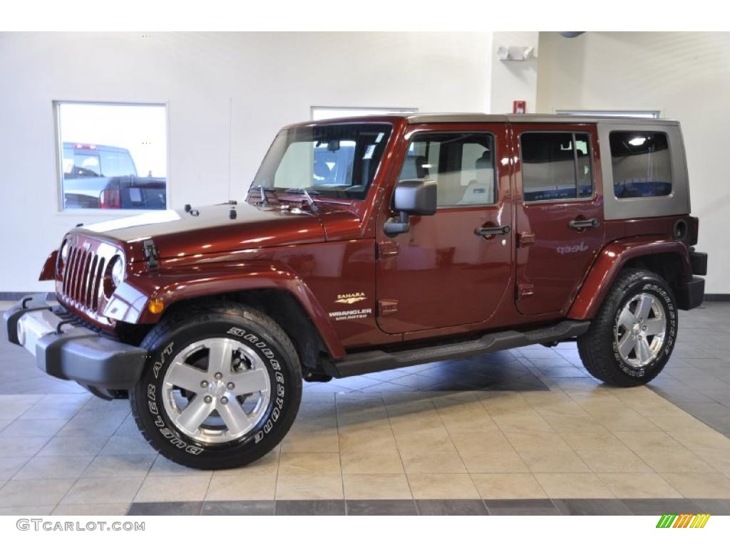 2008 Wrangler Unlimited Sahara - Red Rock Crystal Pearl / Dark Slate Gray/Med Slate Gray photo #1