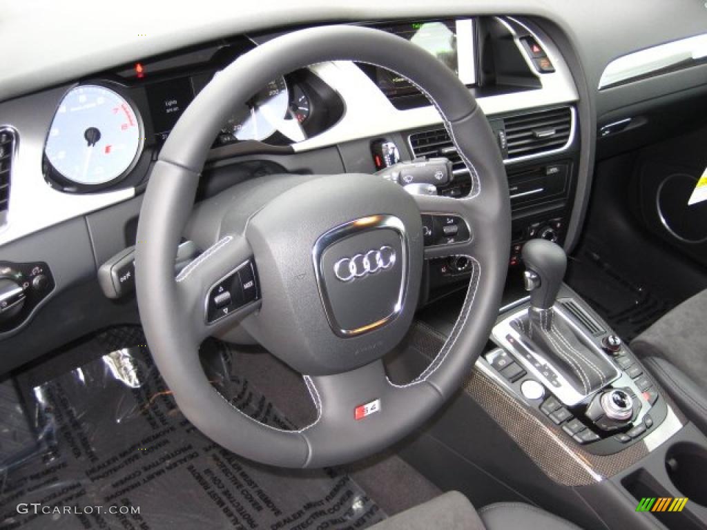 2011 Audi S4 3.0 quattro Sedan Black Steering Wheel Photo #41980279