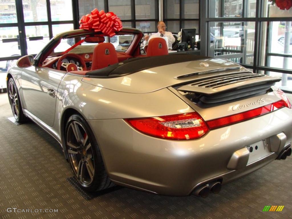 2011 911 Carrera 4S Cabriolet - Platinum Silver Metallic / Carrera Red photo #3
