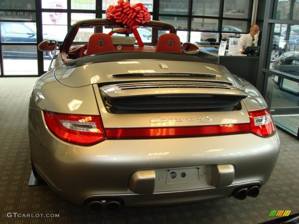 2011 911 Carrera 4S Cabriolet - Platinum Silver Metallic / Carrera Red photo #4