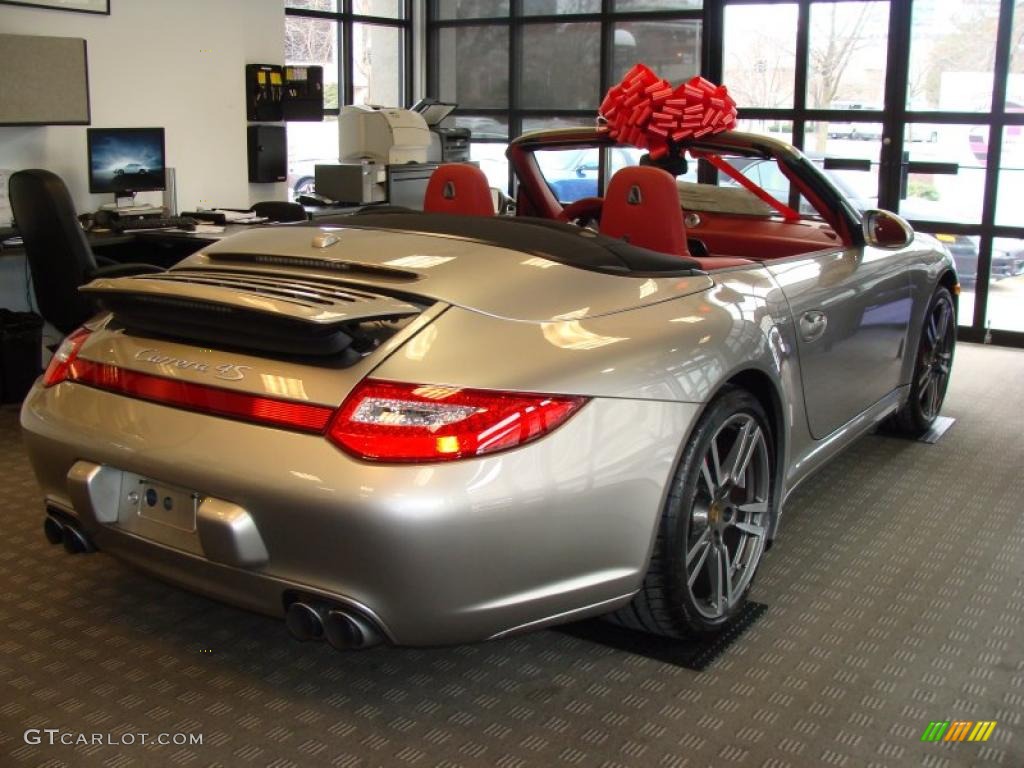 2011 911 Carrera 4S Cabriolet - Platinum Silver Metallic / Carrera Red photo #5
