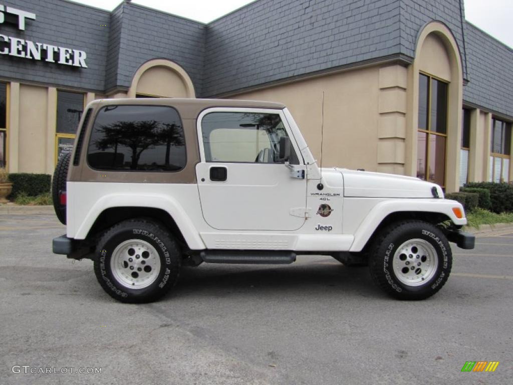 1999 Wrangler Sahara 4x4 - Stone White / Camel/Dark Green photo #8
