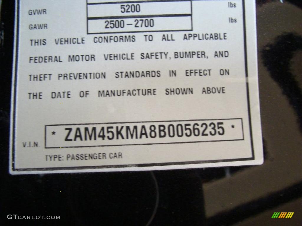 2011 Maserati GranTurismo Convertible GranCabrio Info Tag Photo #42023213