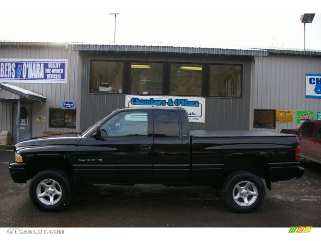 2001 Ram 1500 Sport Club Cab 4x4 - Black / Mist Gray photo #2