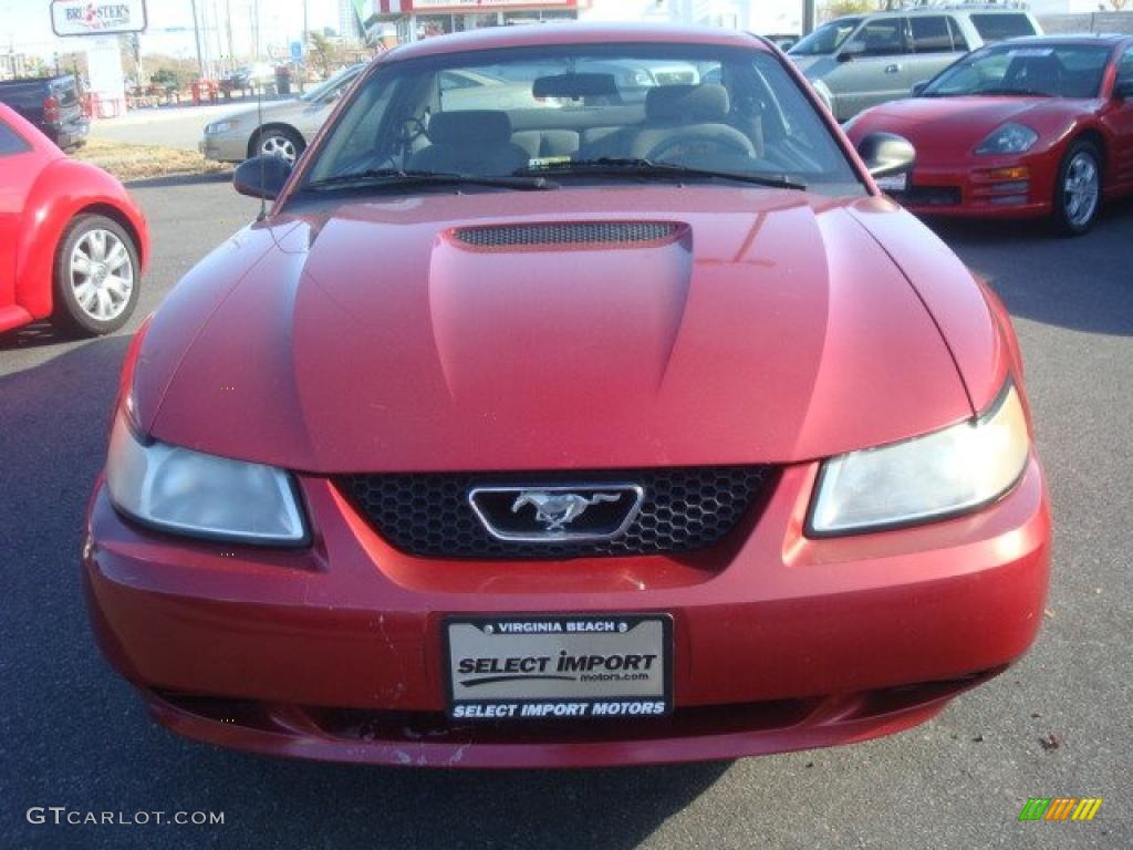 1999 Mustang V6 Coupe - Laser Red Metallic / Light Graphite photo #8