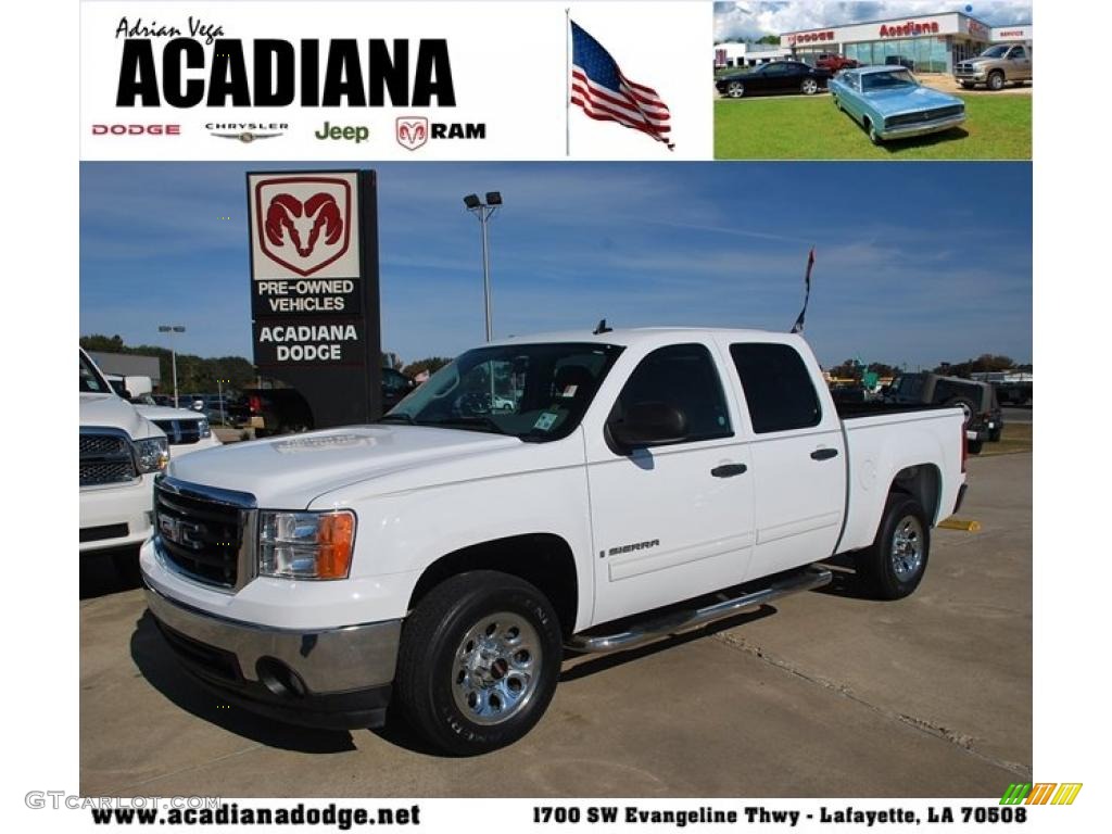 2008 Sierra 1500 SLE Crew Cab - Summit White / Dark Titanium photo #1