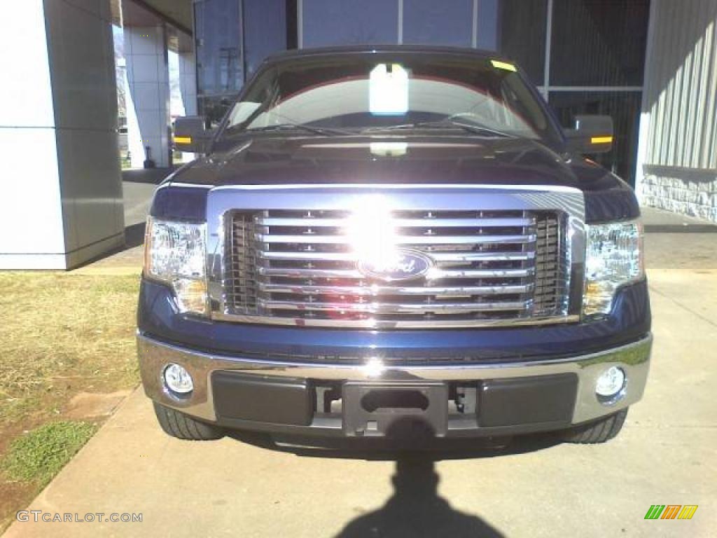 2010 F150 XLT SuperCab - Dark Blue Pearl Metallic / Tan photo #2