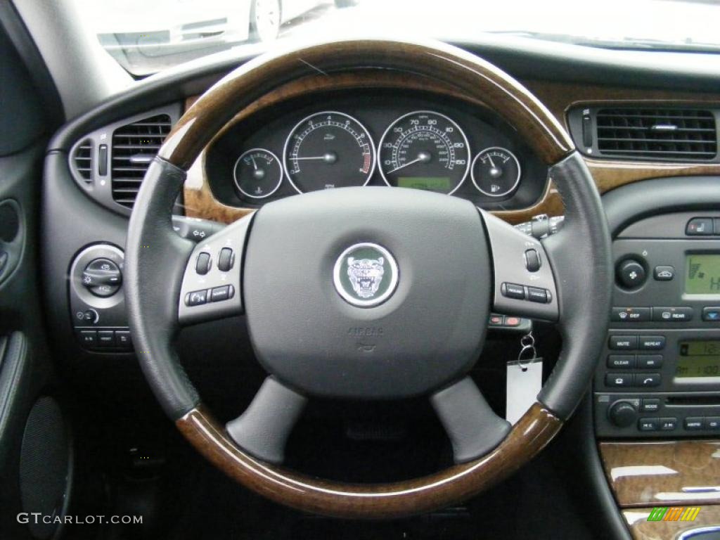 2006 Jaguar X-Type 3.0 Sport Wagon Warm Charcoal Steering Wheel Photo #42071171