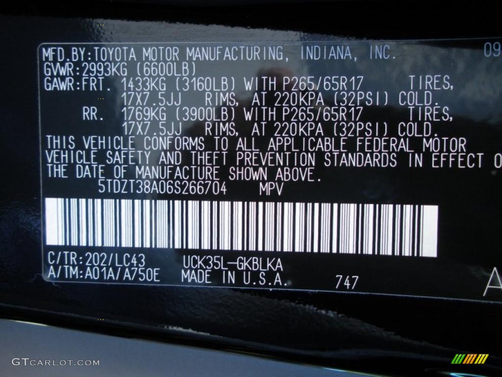2006 Toyota Sequoia Limited Info Tag Photos
