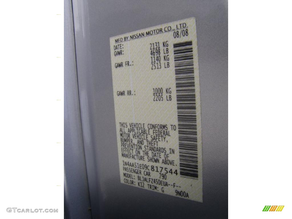 2009 Maxima 3.5 SV - Radiant Silver Metallic / Charcoal photo #12