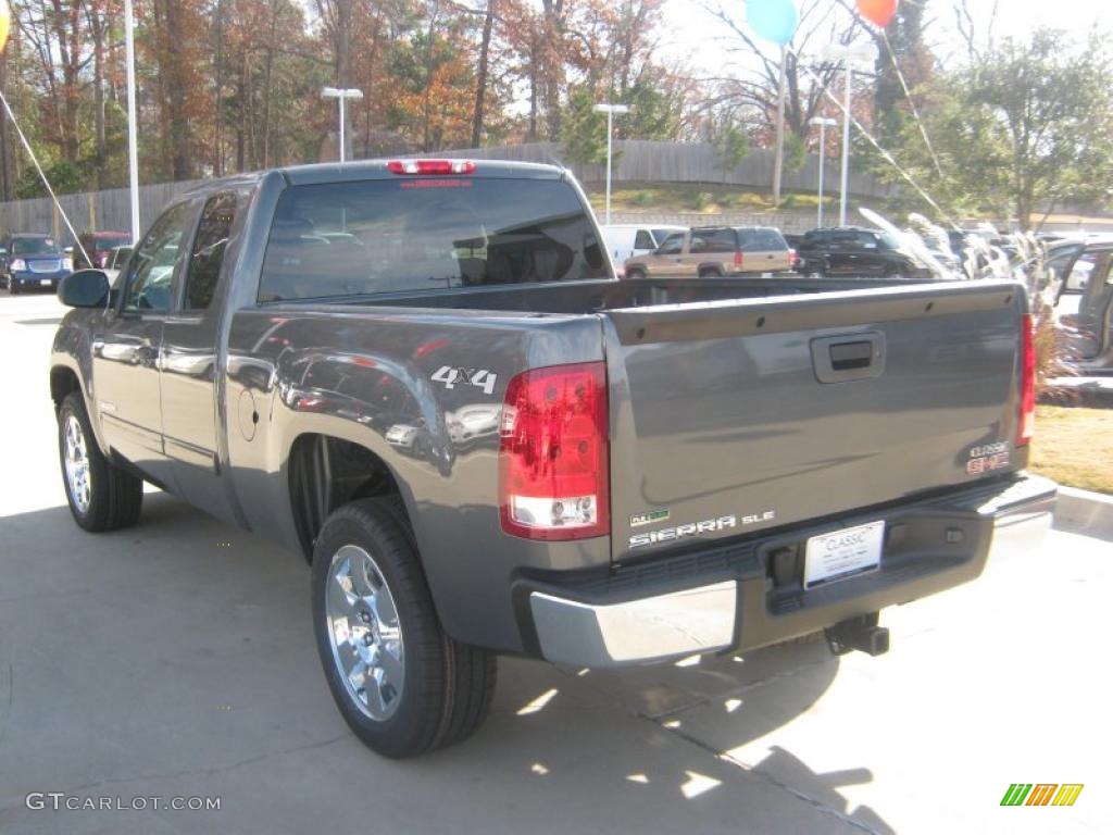 2011 Sierra 1500 SLE Extended Cab 4x4 - Gray Green Metallic / Light Titanium/Ebony photo #3