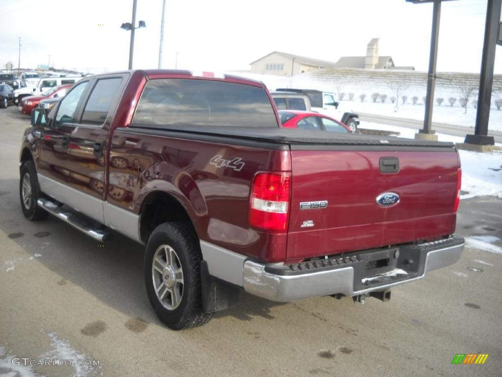 2006 F150 XLT SuperCrew 4x4 - Dark Toreador Red Metallic / Medium/Dark Flint photo #4