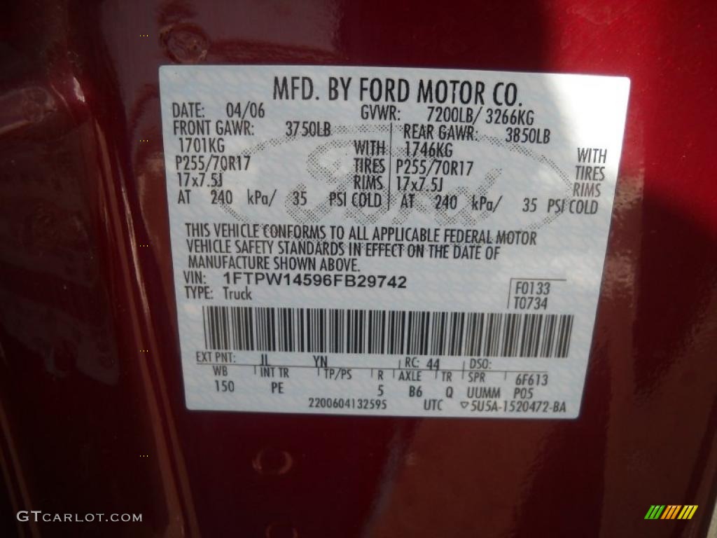2006 F150 XLT SuperCrew 4x4 - Dark Toreador Red Metallic / Medium/Dark Flint photo #9