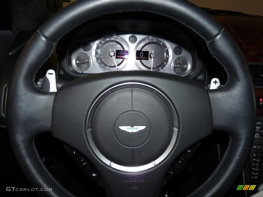 2006 Aston Martin DB9 Volante Obsidian Black Steering Wheel Photo #42104769