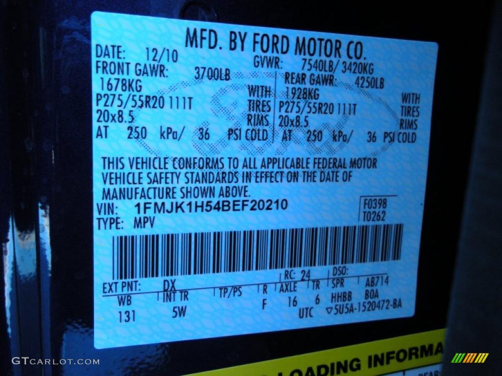 2011 Expedition Color Code DX for Dark Blue Pearl Metallic Photo #42111373