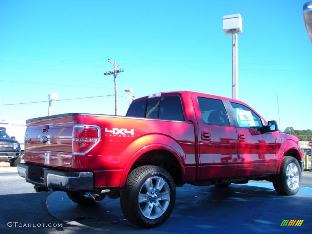 2011 F150 Lariat SuperCrew 4x4 - Red Candy Metallic / Black photo #3