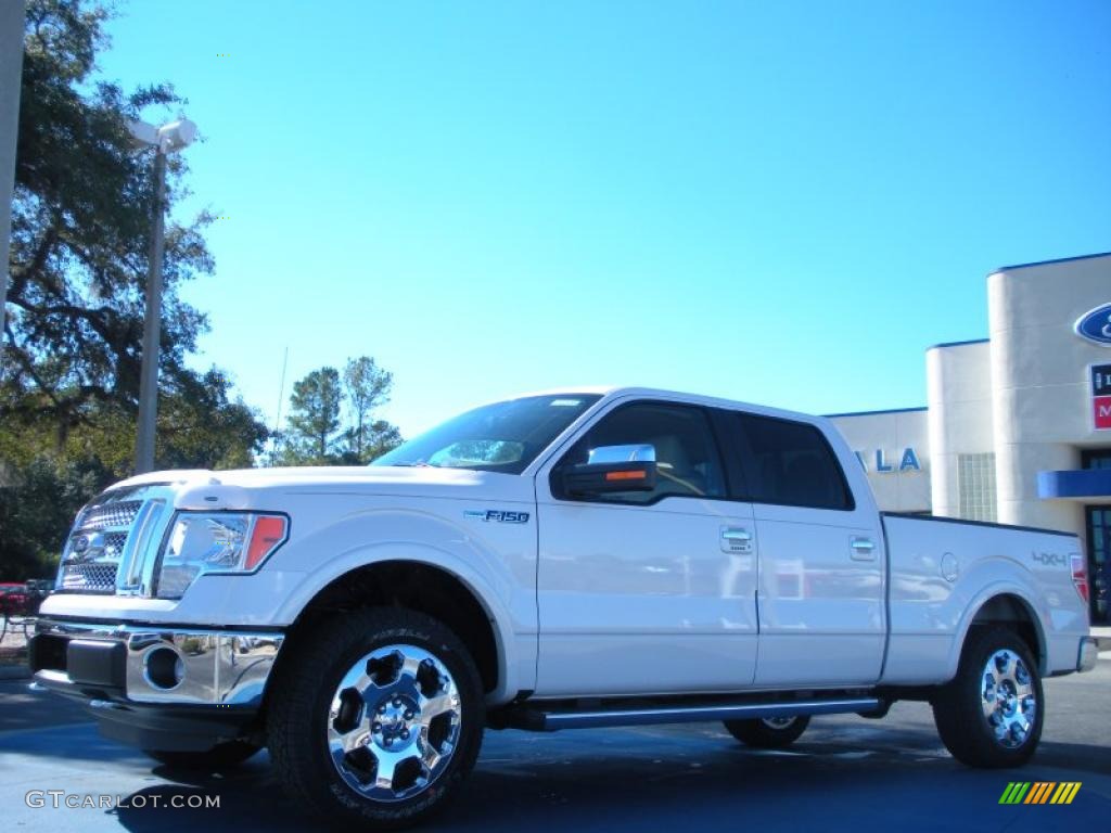 2011 F150 Lariat SuperCrew 4x4 - White Platinum Metallic Tri-Coat / Pale Adobe photo #1